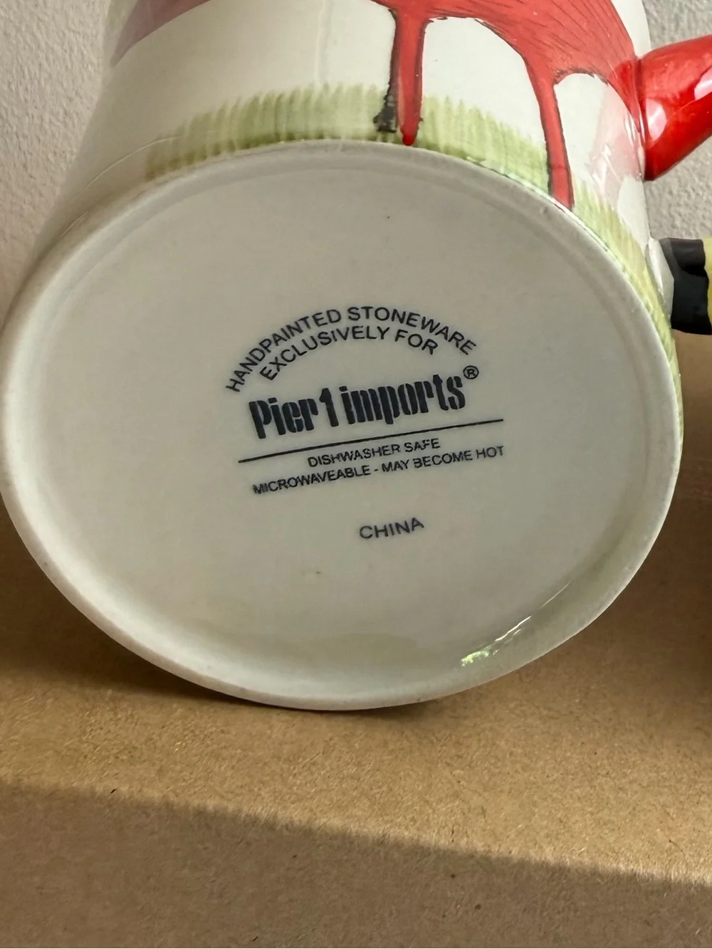 Vintage Pier 1 Hand Painted Set of Flamingo Mugs (2)